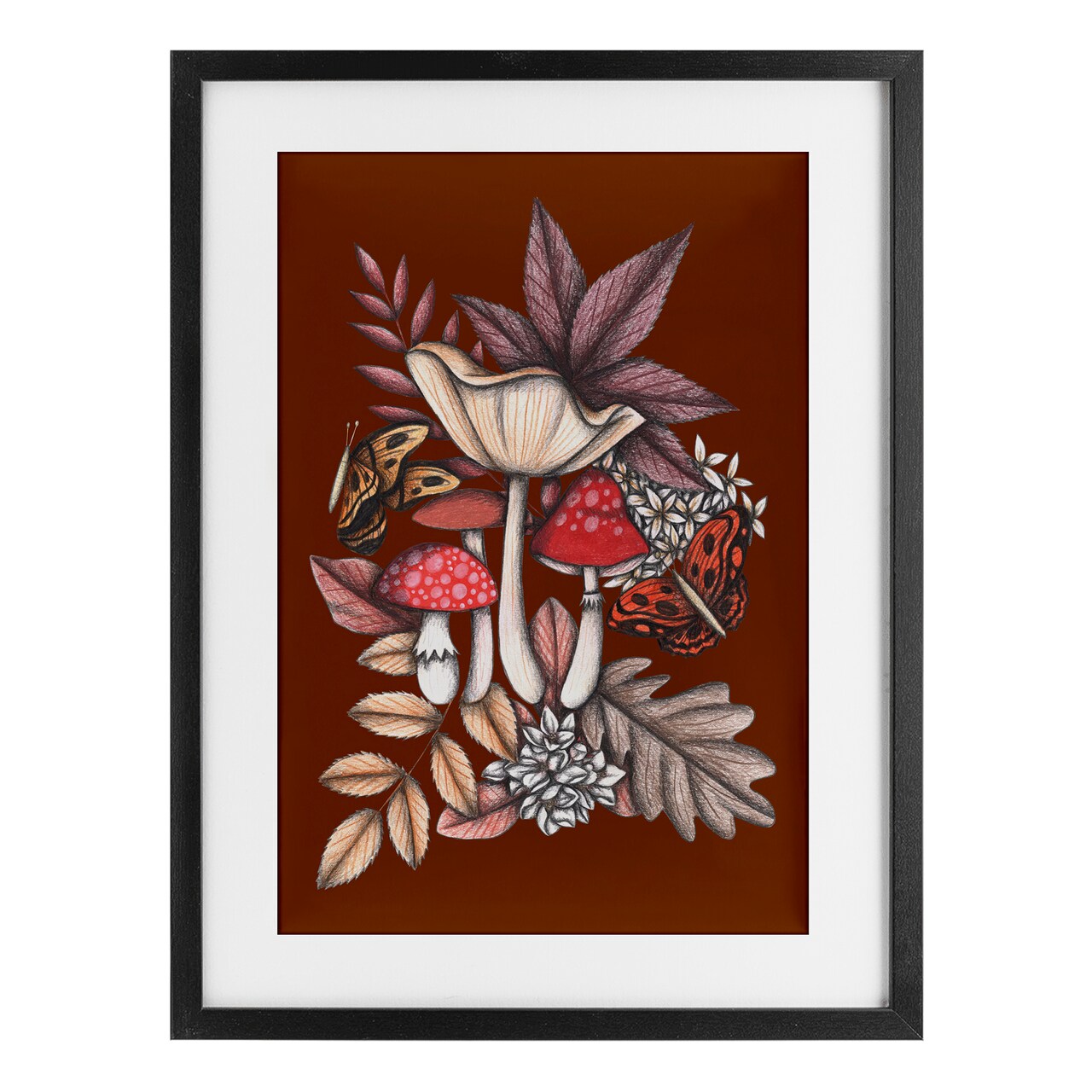 Stupell Industries Autumn Mushrooms Magic Framed Print Under Glass, design by Cecilia Battaini